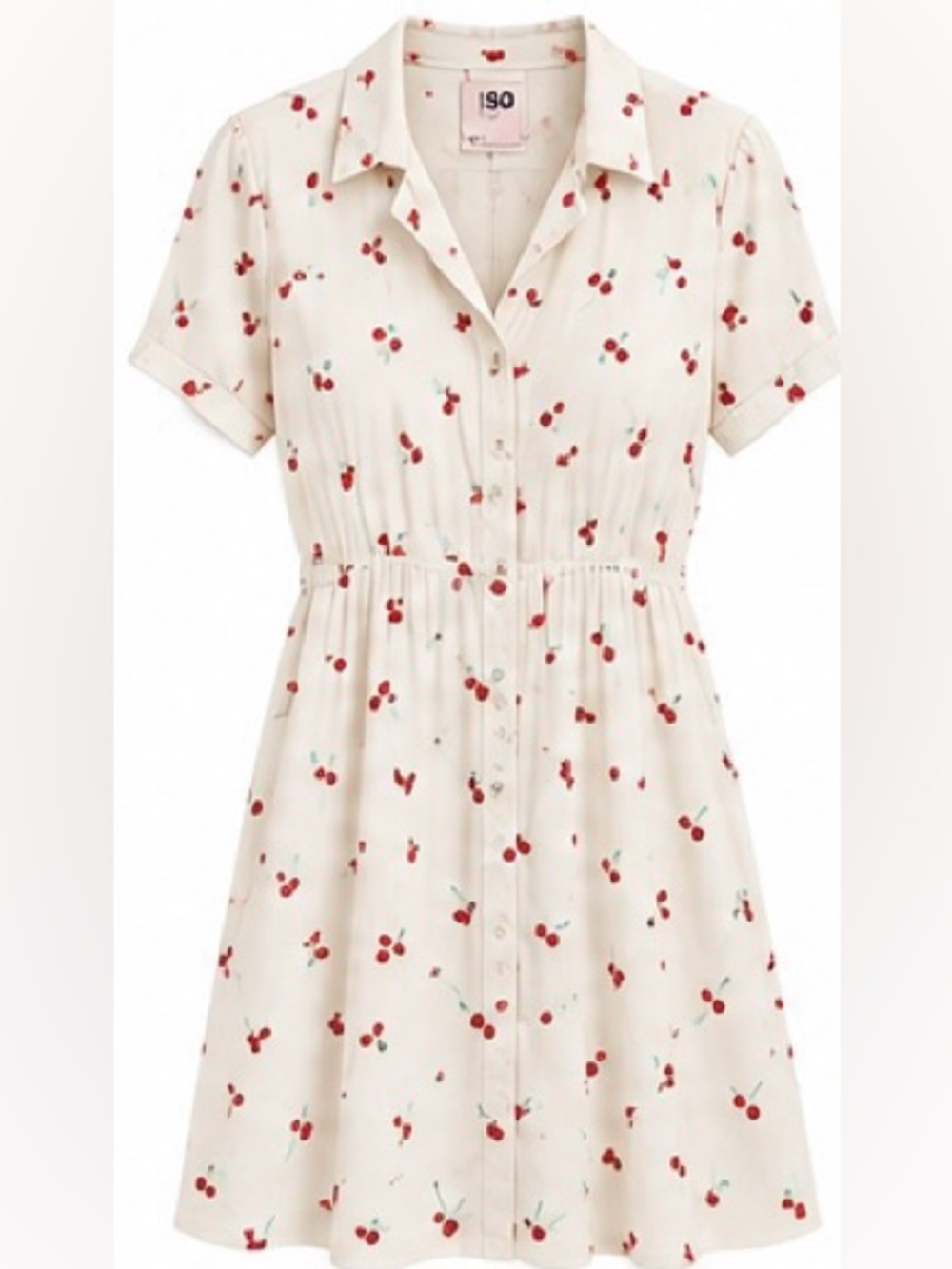SO Cream Shirtdress with Red Cherry Print